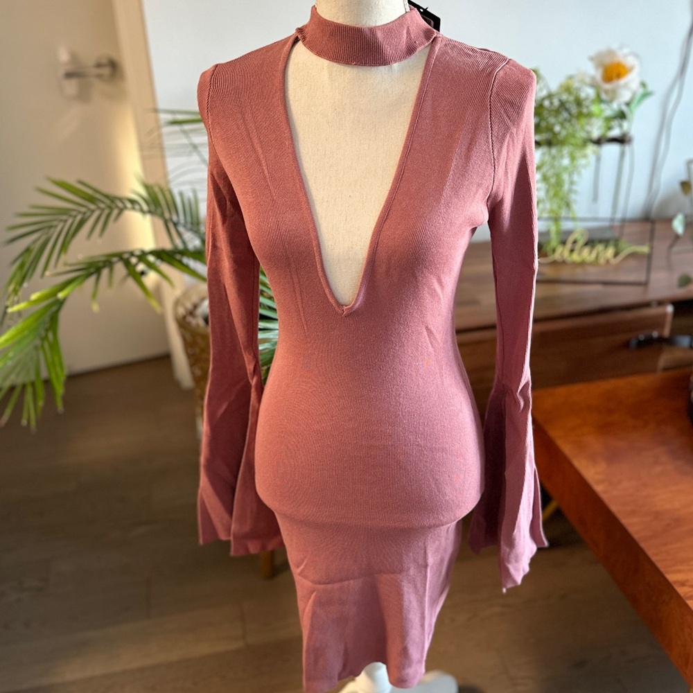 Mauve stretchy knit dress